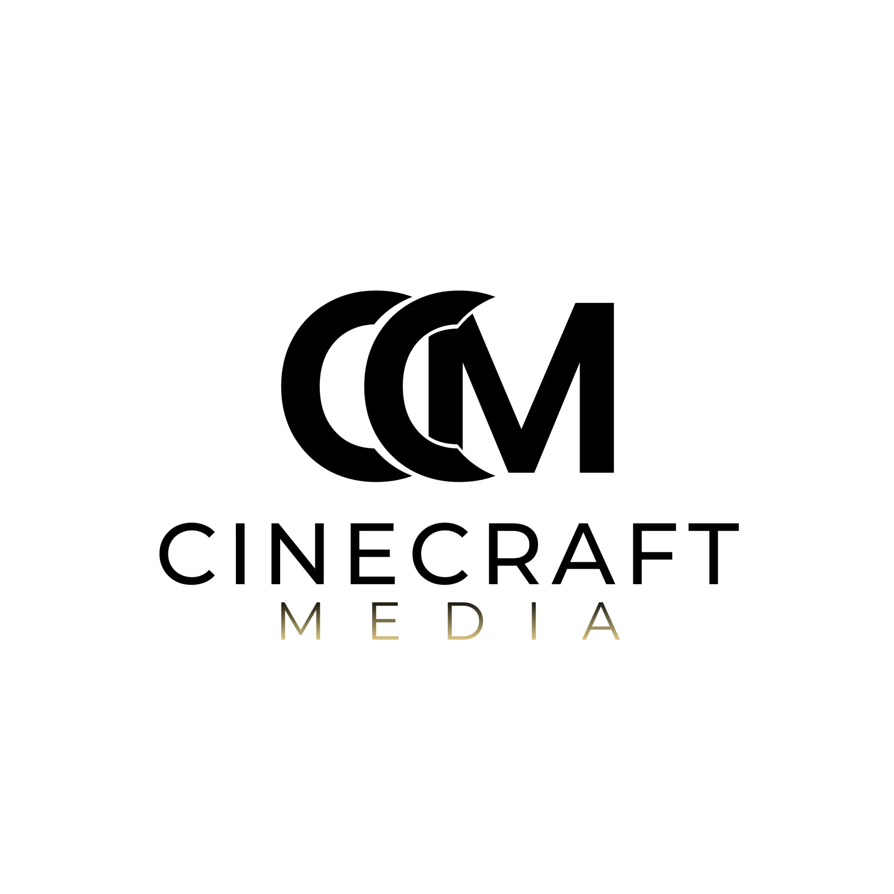 Cinecraft Media full logo in black with a gold-to-black MEDIA line on a white background