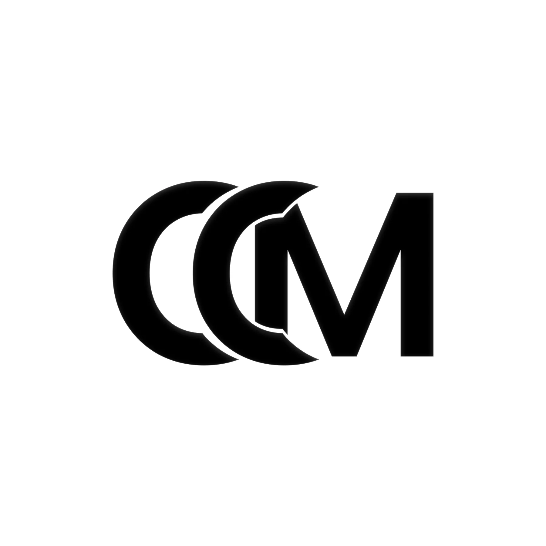 Cinecraft Media CM monogram in black on a white background
