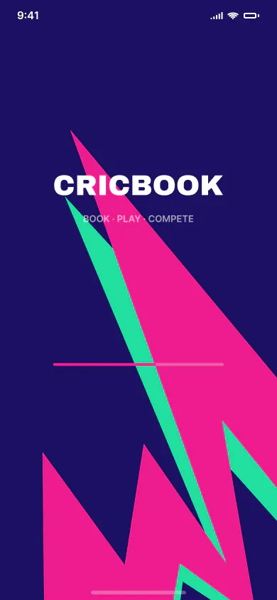 CricBook app splash screen with the spark mark
