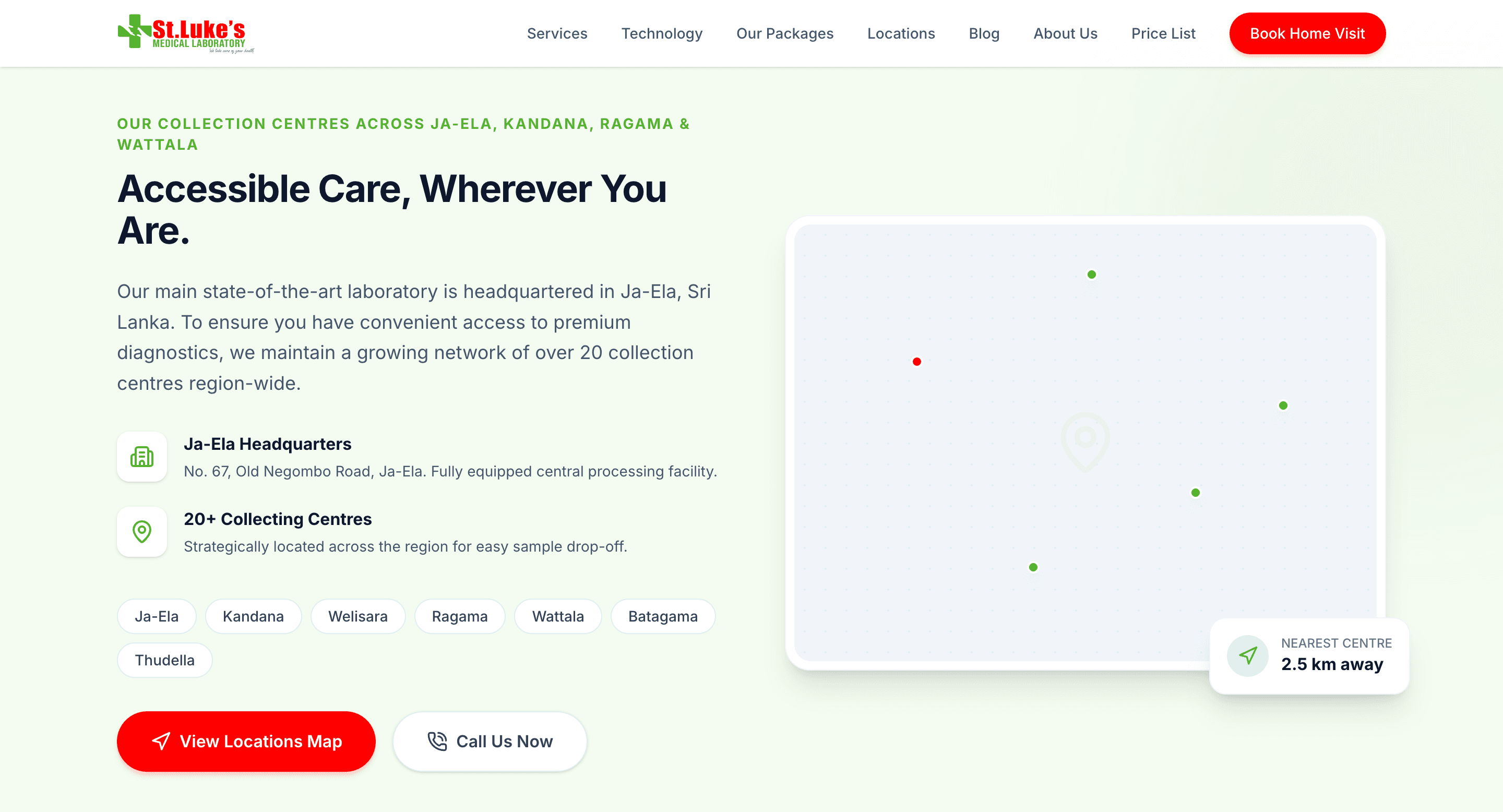 St Luke's home collection and booking flow screen